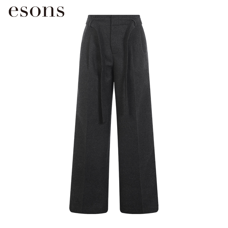 esons/爱城市【商场同款】法式腰间系带休闲直筒系带西裤35851350