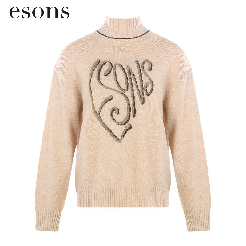 esons/爱城市【商场同款】法式简约甜美高领字母保暖毛衣35889510