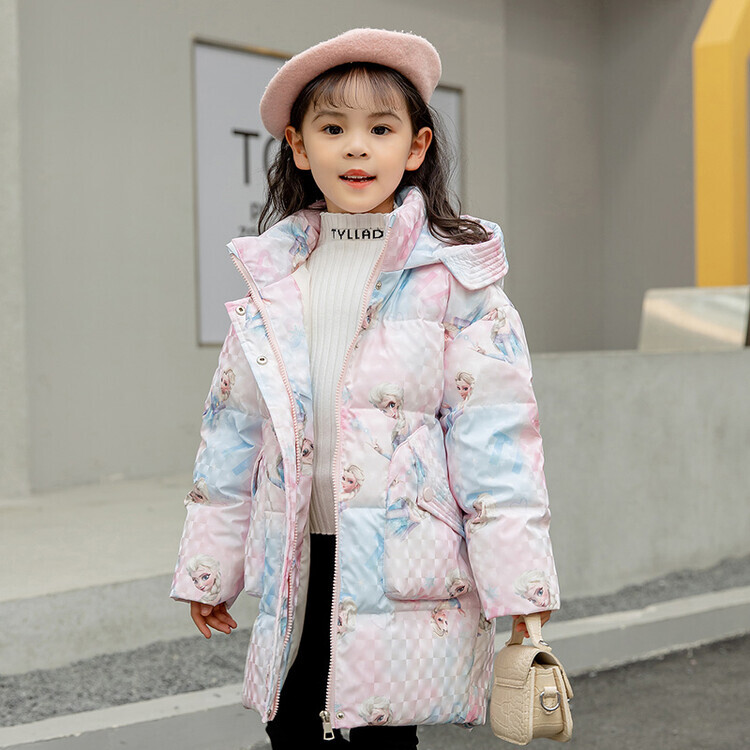 小童羽绒服女童中长款2023新款韩版女宝宝冬季保暖加厚童装羽绒服