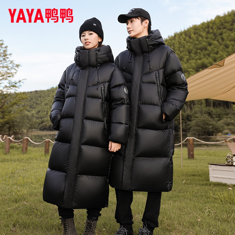 YAYA/鸭鸭冬季时尚情侣中长款加厚羽绒服男士大码保暖极寒外套