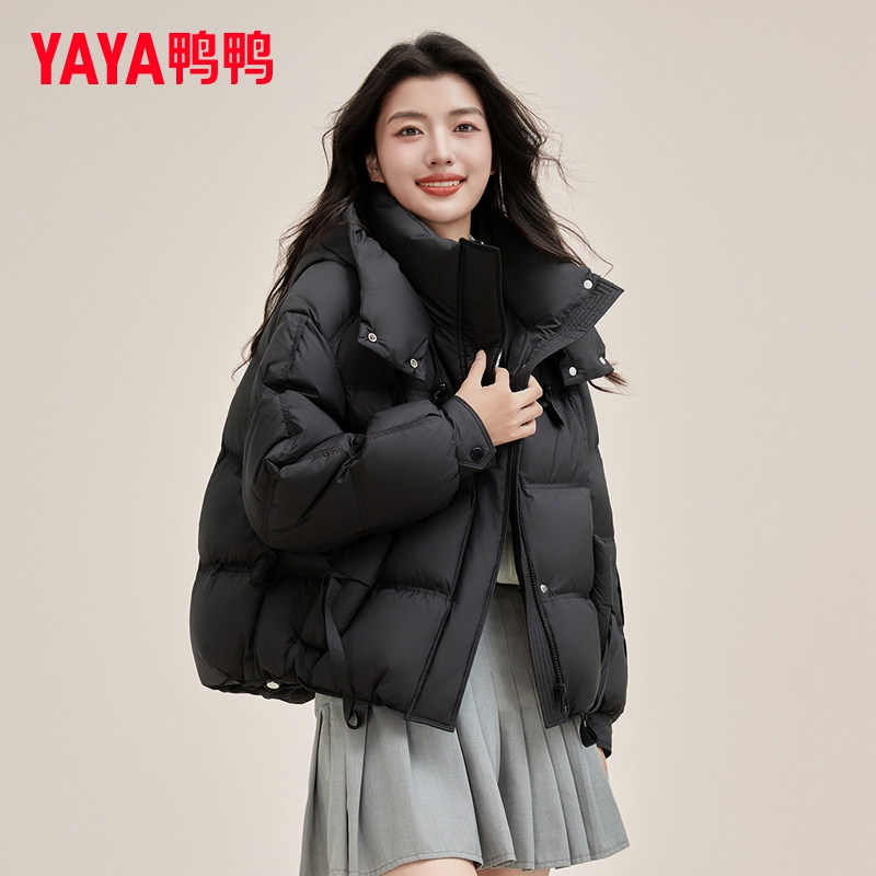 YAYA/鸭鸭冬季保暖时尚休闲羽绒服宽松女士短款外套女款运动百搭