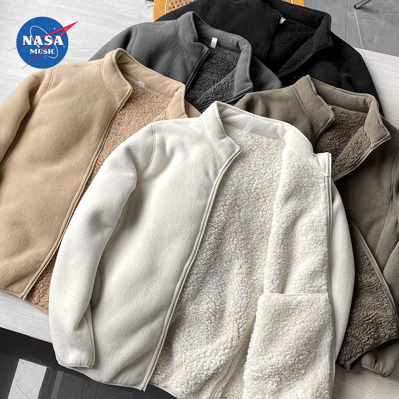 NASA出口单男女款!双层复合加绒加厚羊羔绒摇粒绒立领外套秋冬163