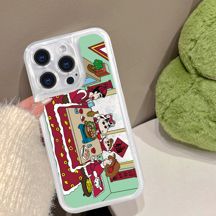 适用苹果/华为/荣耀/oppo/vivo小新家团圆流沙国潮可爱手机壳创意