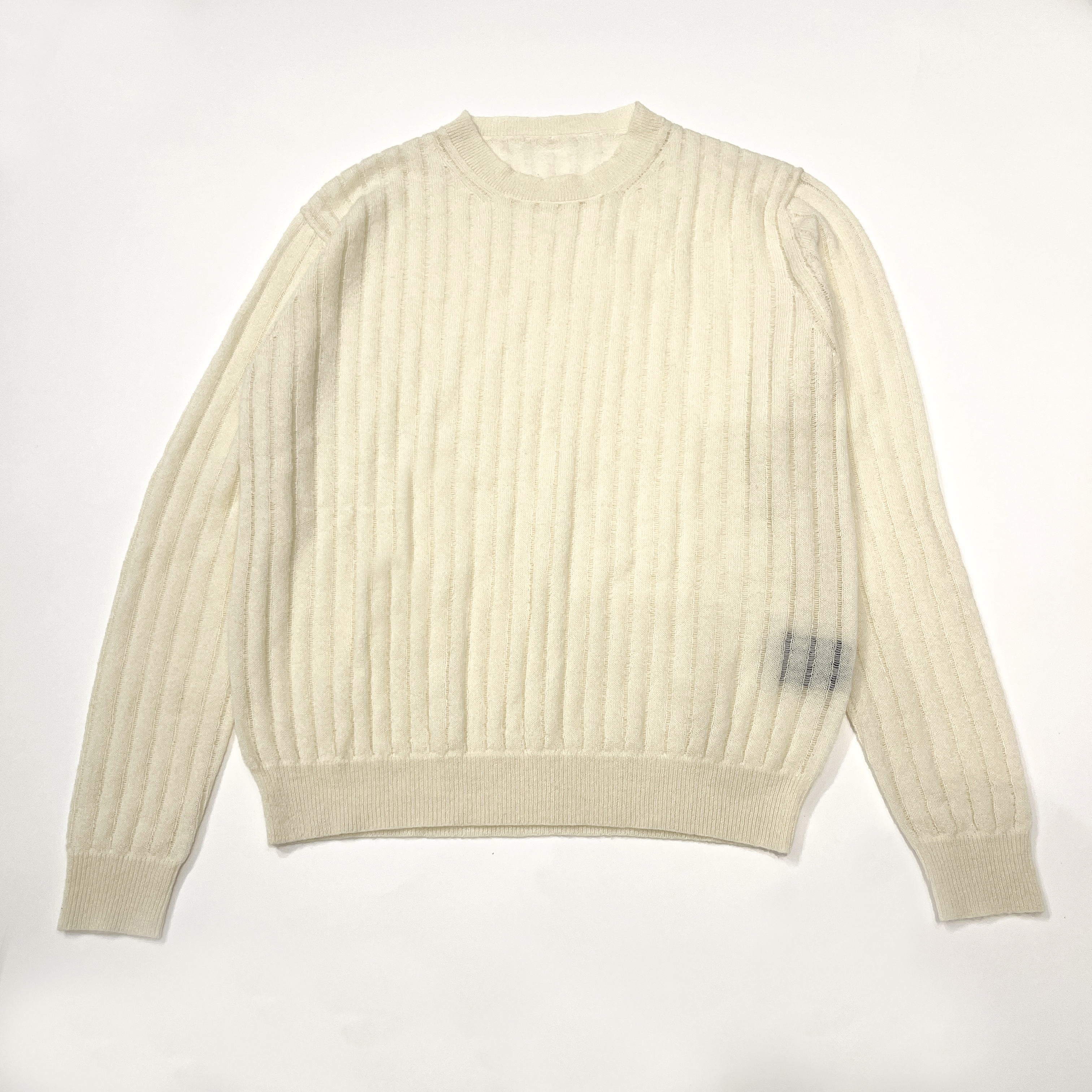 23年秋冬纯色极简奶油白拉丝套头毛衣