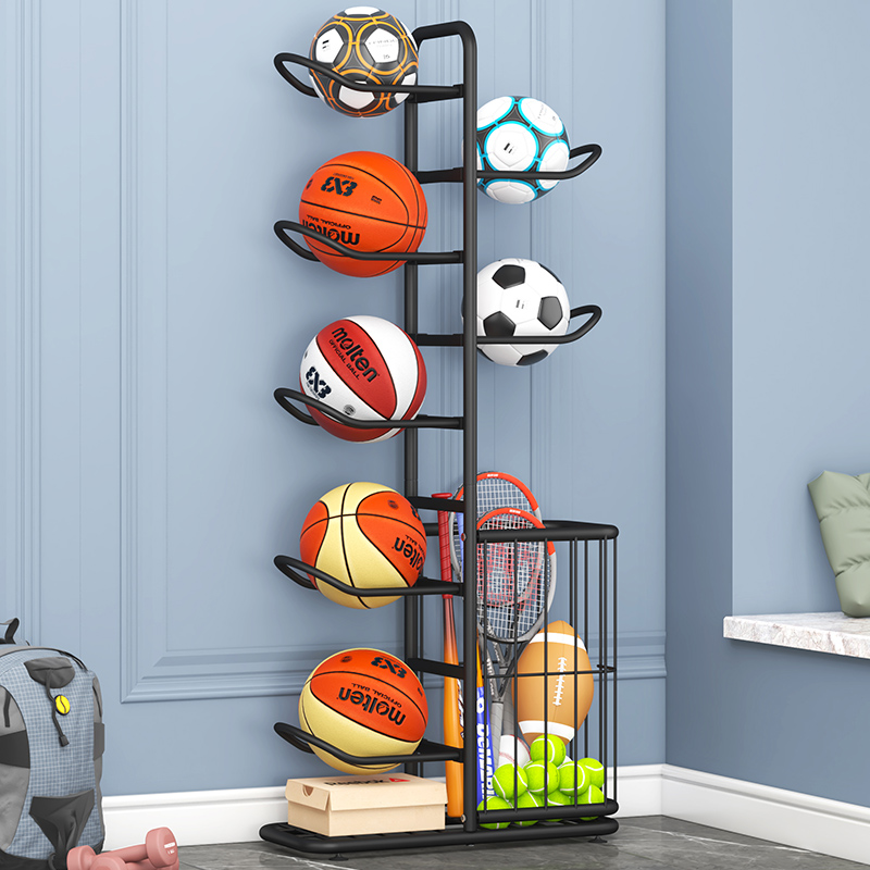 篮球收纳架家用球架排球羽毛球拍儿童篮球架筐健身器材整理置物架