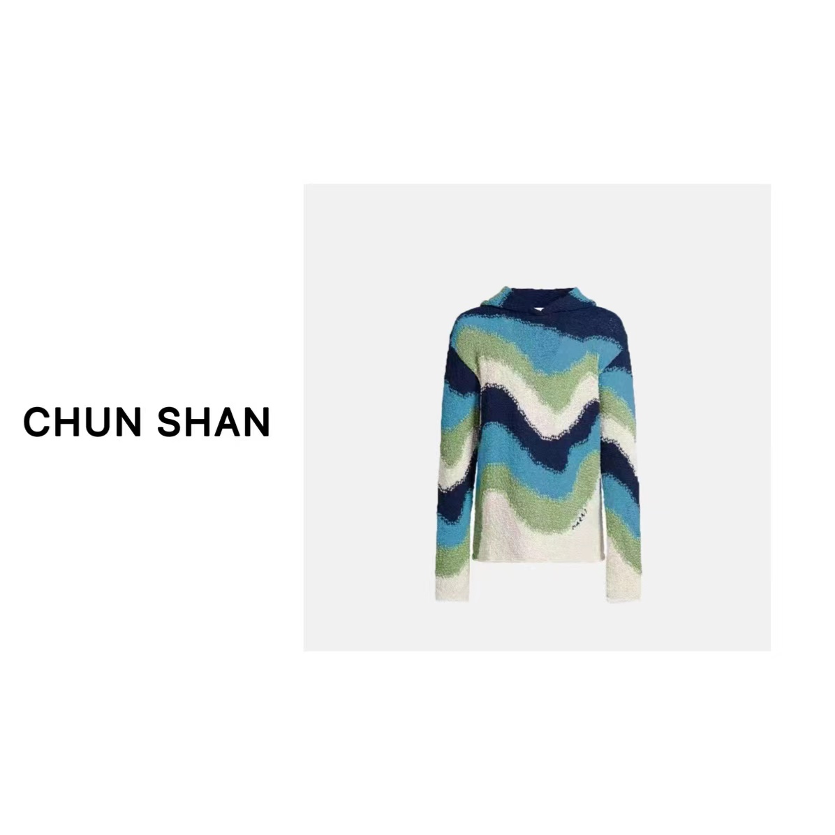 FE｜Money波浪条纹连帽衫01  撞色长袖圆领拼色女士宽松时尚