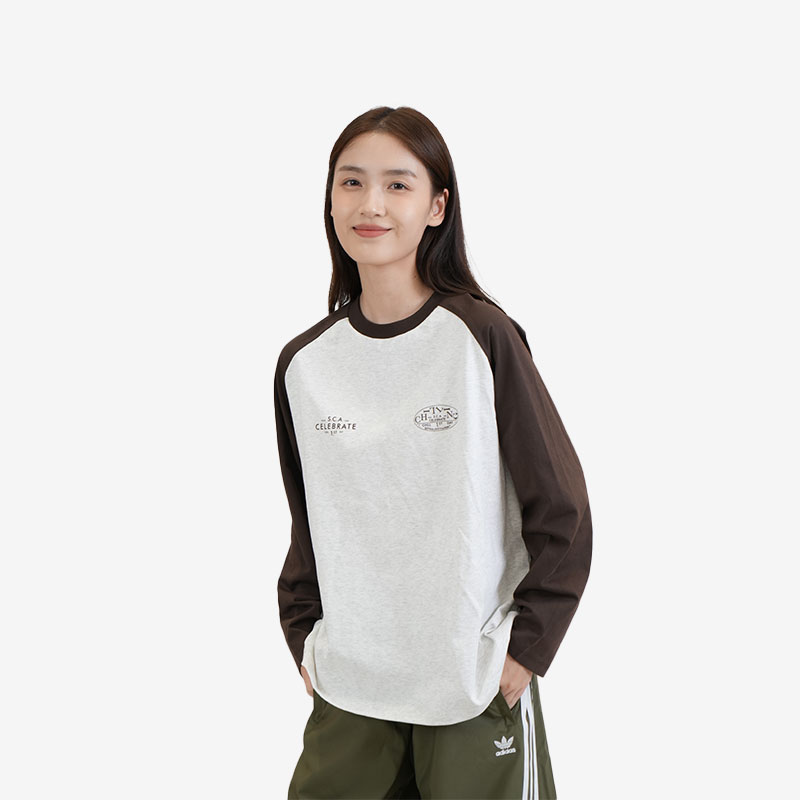 SANSE中性男女同款长袖T恤套装运动潮流衣服 棕色 FA243082