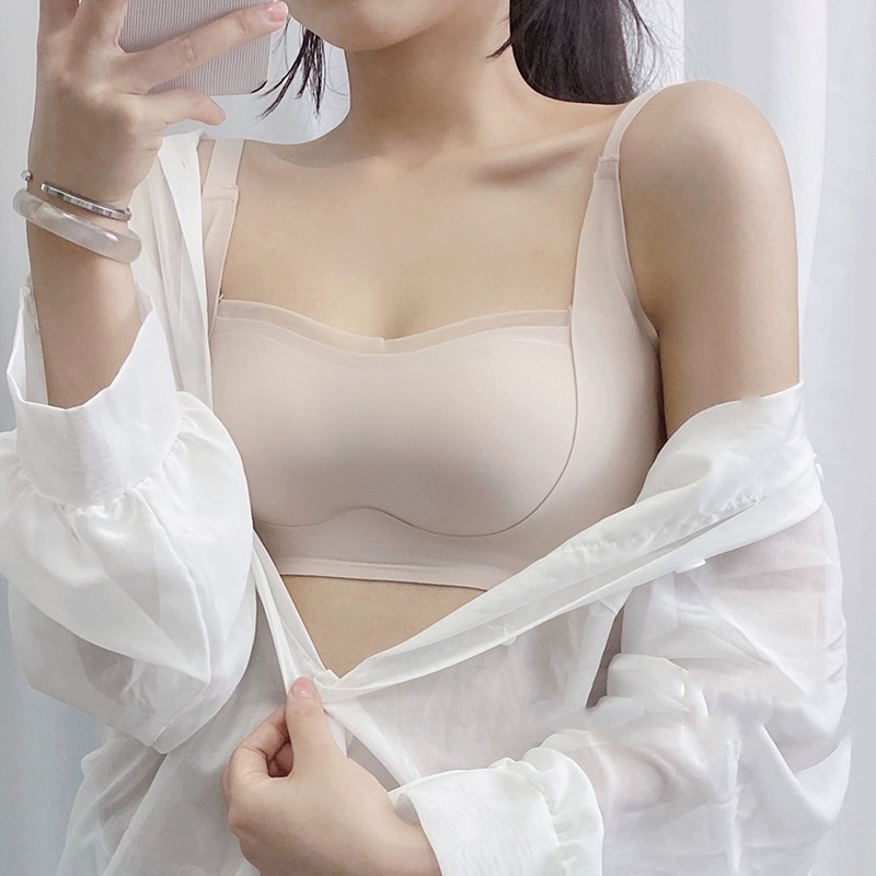 无痕薄款抹胸式内衣女防走光裹胸小胸聚拢收副乳防下垂夏季文胸罩