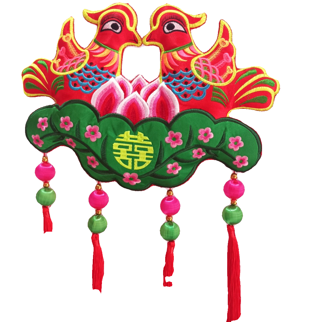 刺绣工艺鸳鸯挂件