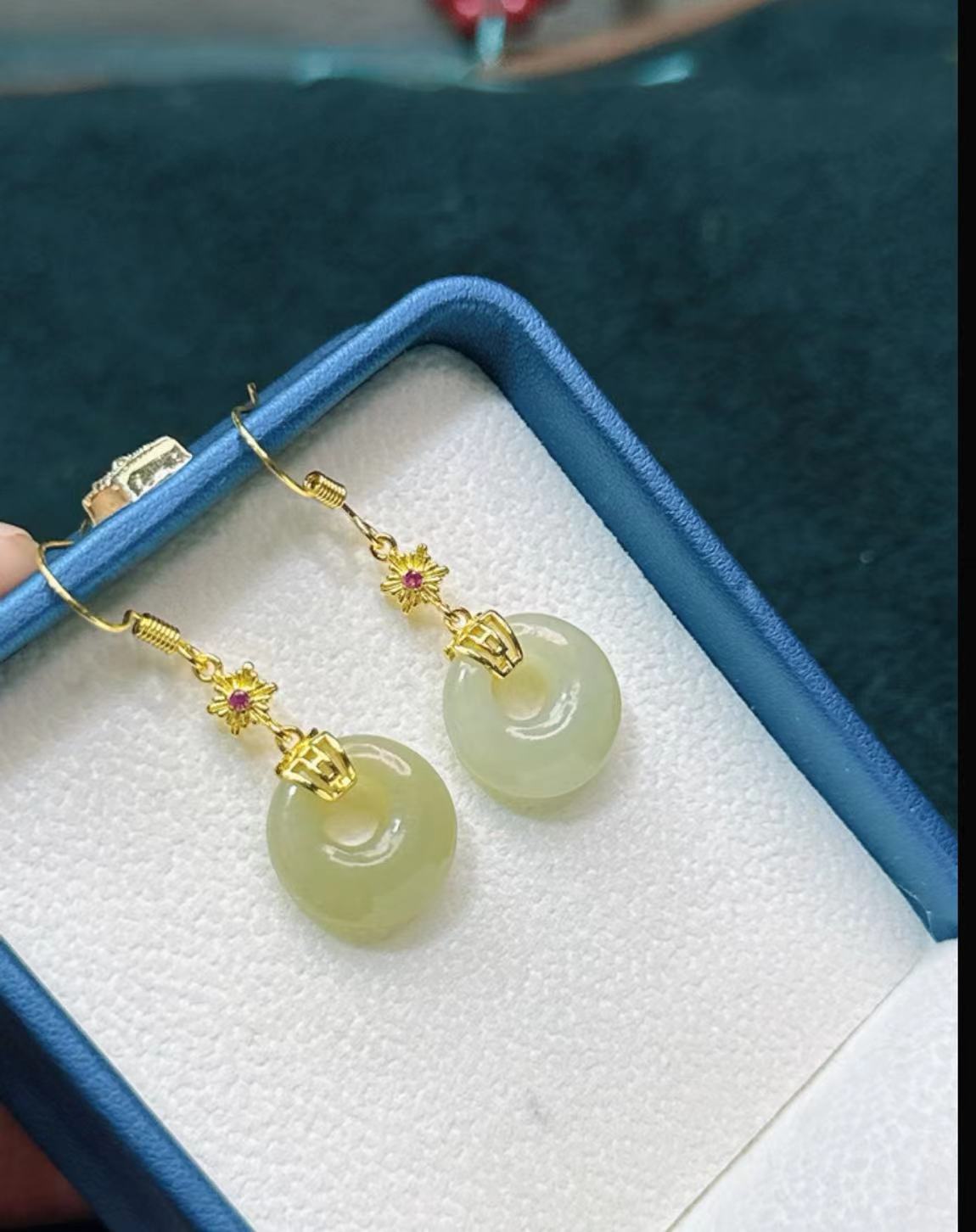 小雨专享【珍藏级】和田玉平安扣耳环