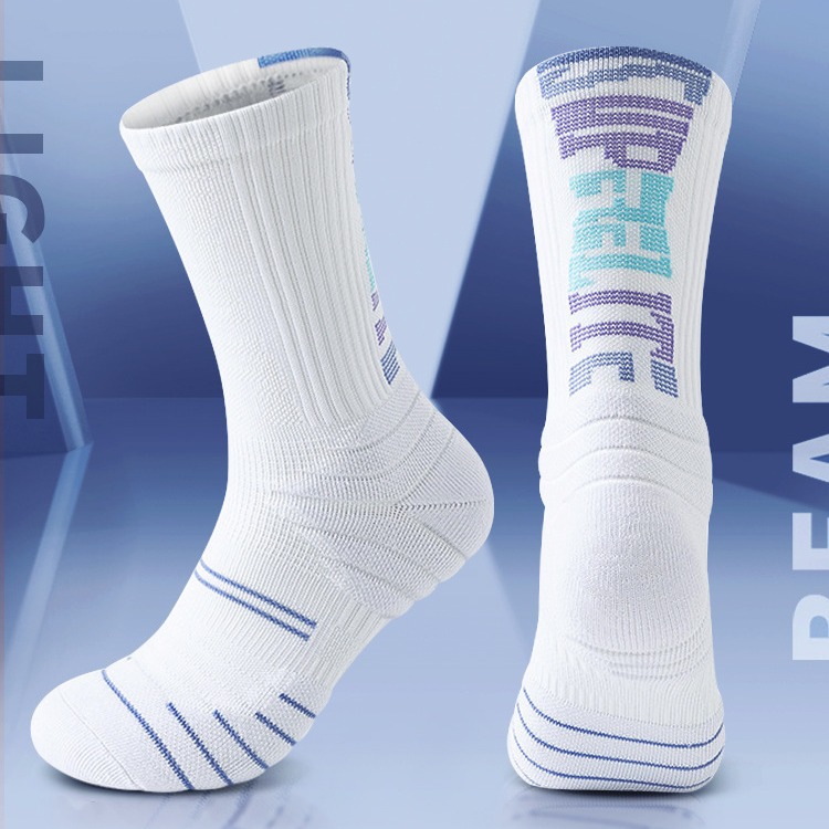 加厚防滑减震篮球袜专业户外健身跑步男运动袜高颜值毛巾底中筒袜