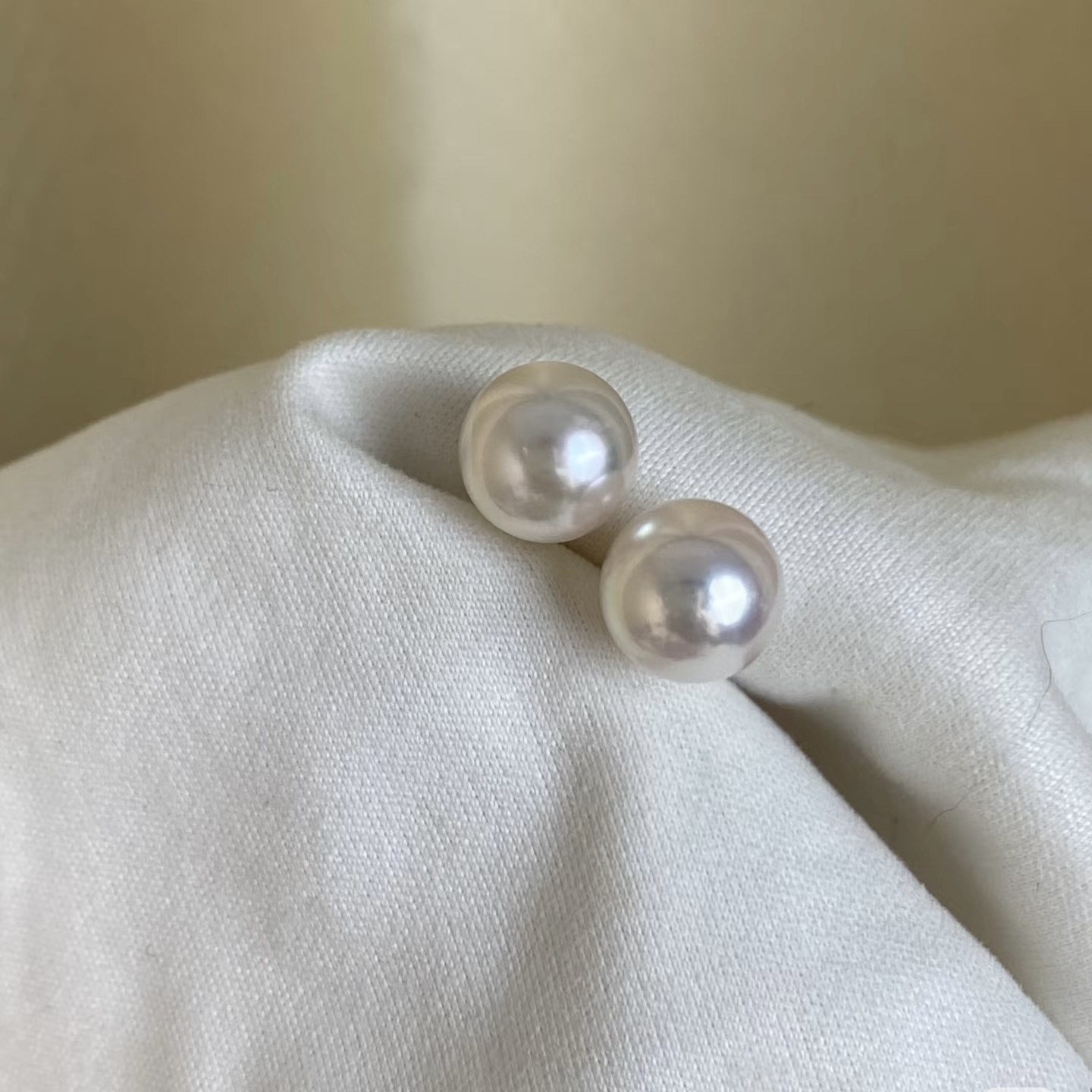 【海水福利】akoya耳钉7-7.5mm珍珠小灯泡极光正圆银针耳饰气质百搭