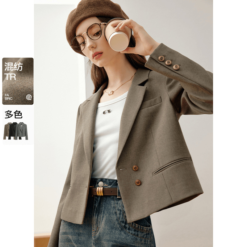 洋气短款西装外套女春秋2025新款长袖时尚时髦设计感宽松西服上衣