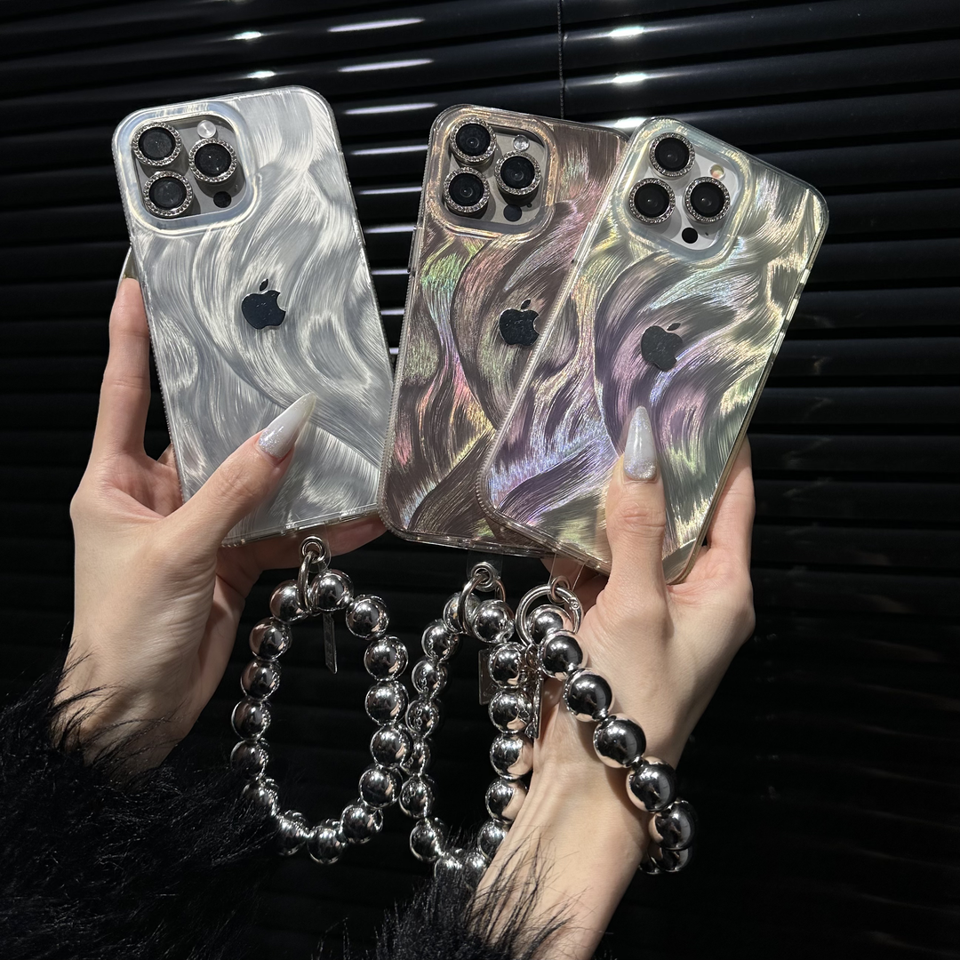秋冬新品苹果15手机壳 闪片银 羽毛银 亚克力后背软硅胶边框14pro