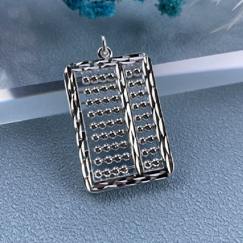 吊坠足银 999纯银算盘时尚百搭饰品毛衣链佛珠纯手工女友礼物挂坠