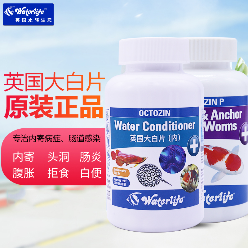 英国waterlife七彩头洞龙鱼用大白片外内寄腹水肠炎正品（原料）