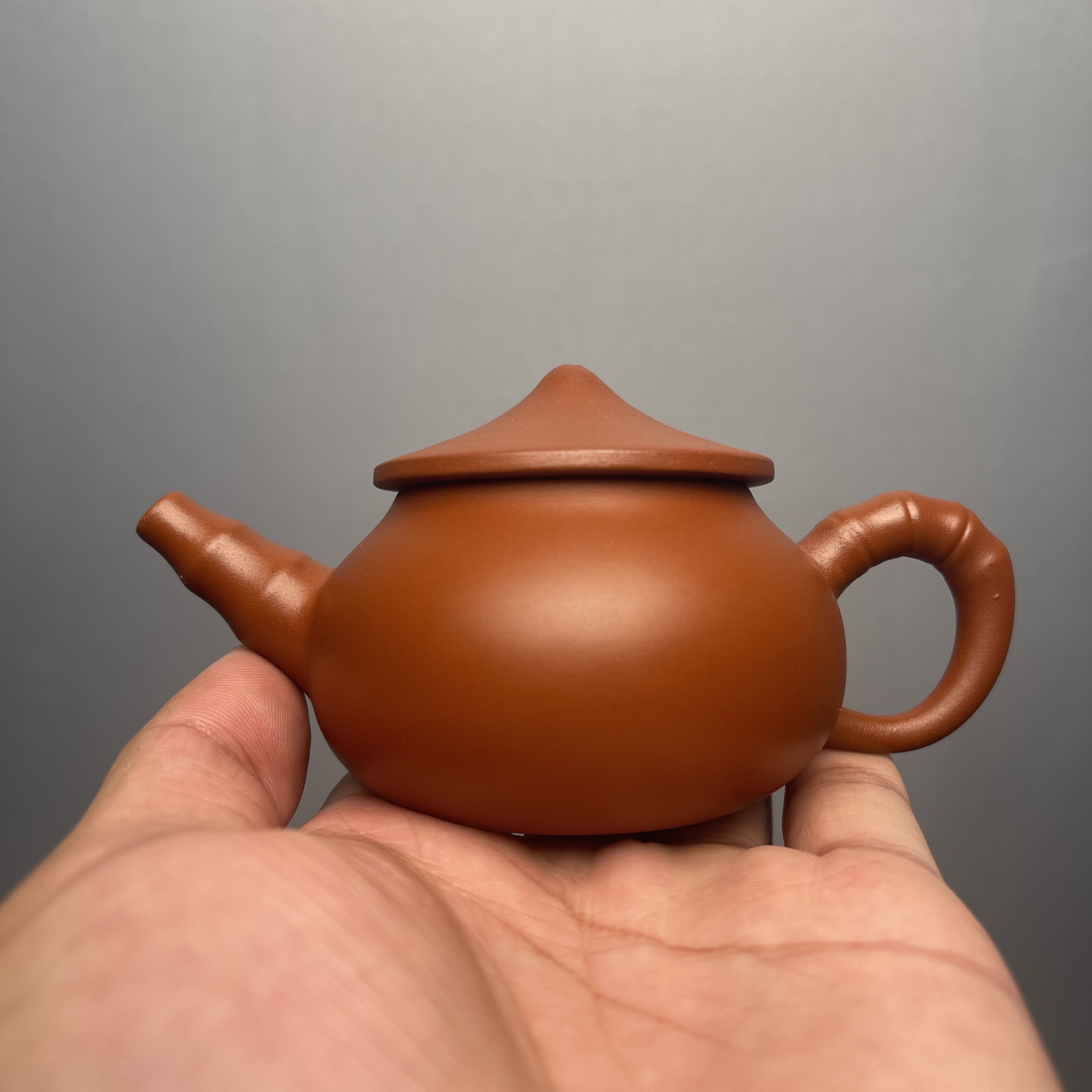 110-120cc潮州原矿朱泥全纯手工渔翁壶小容量黄茂海款