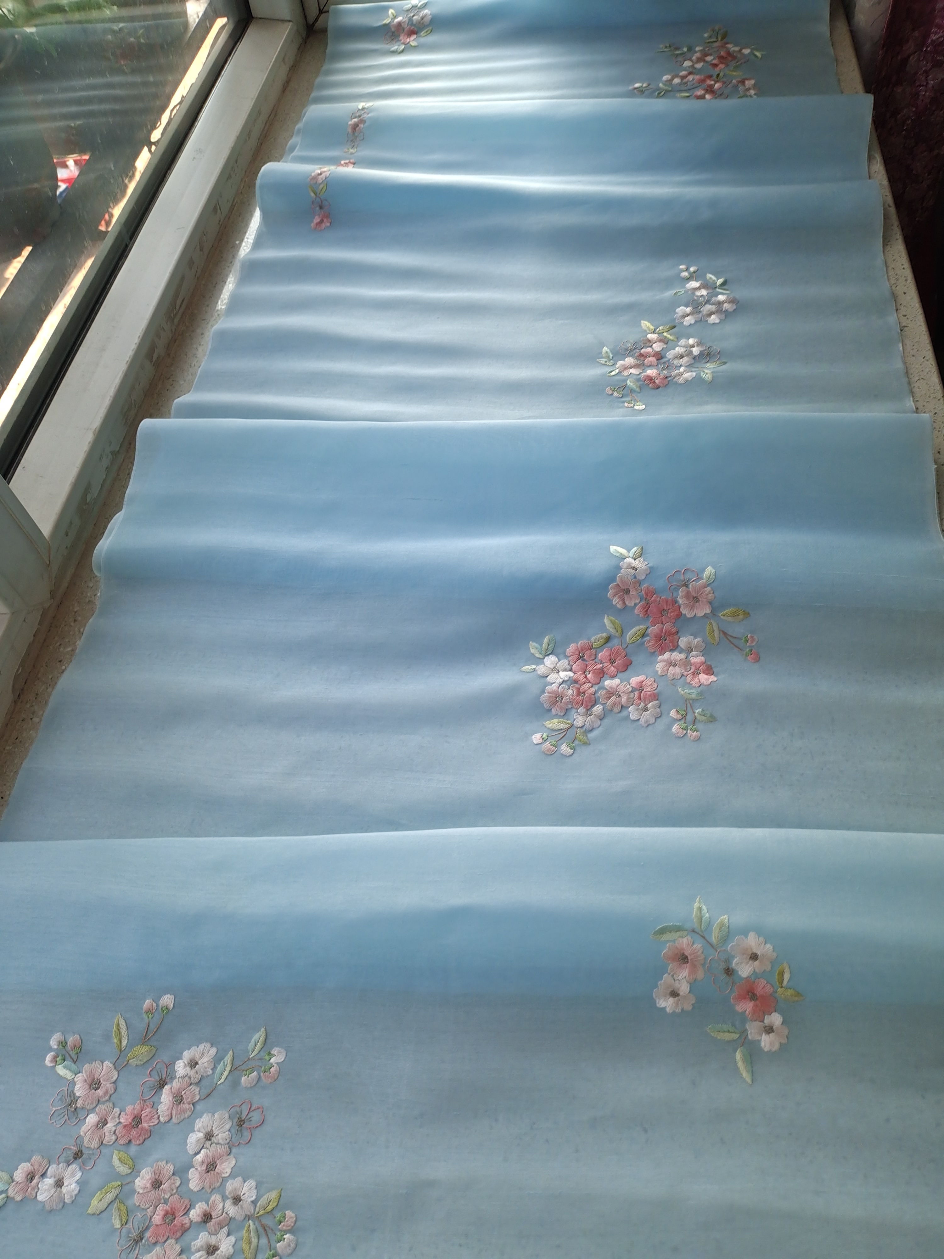 真丝手绣纱面料2.6米上衣料韩国回流老料