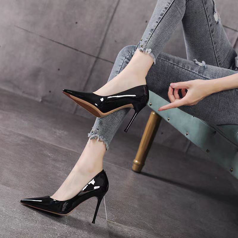 时尚百搭2205-2女士气质高跟工作鞋2024春季显瘦尖头细跟女单鞋