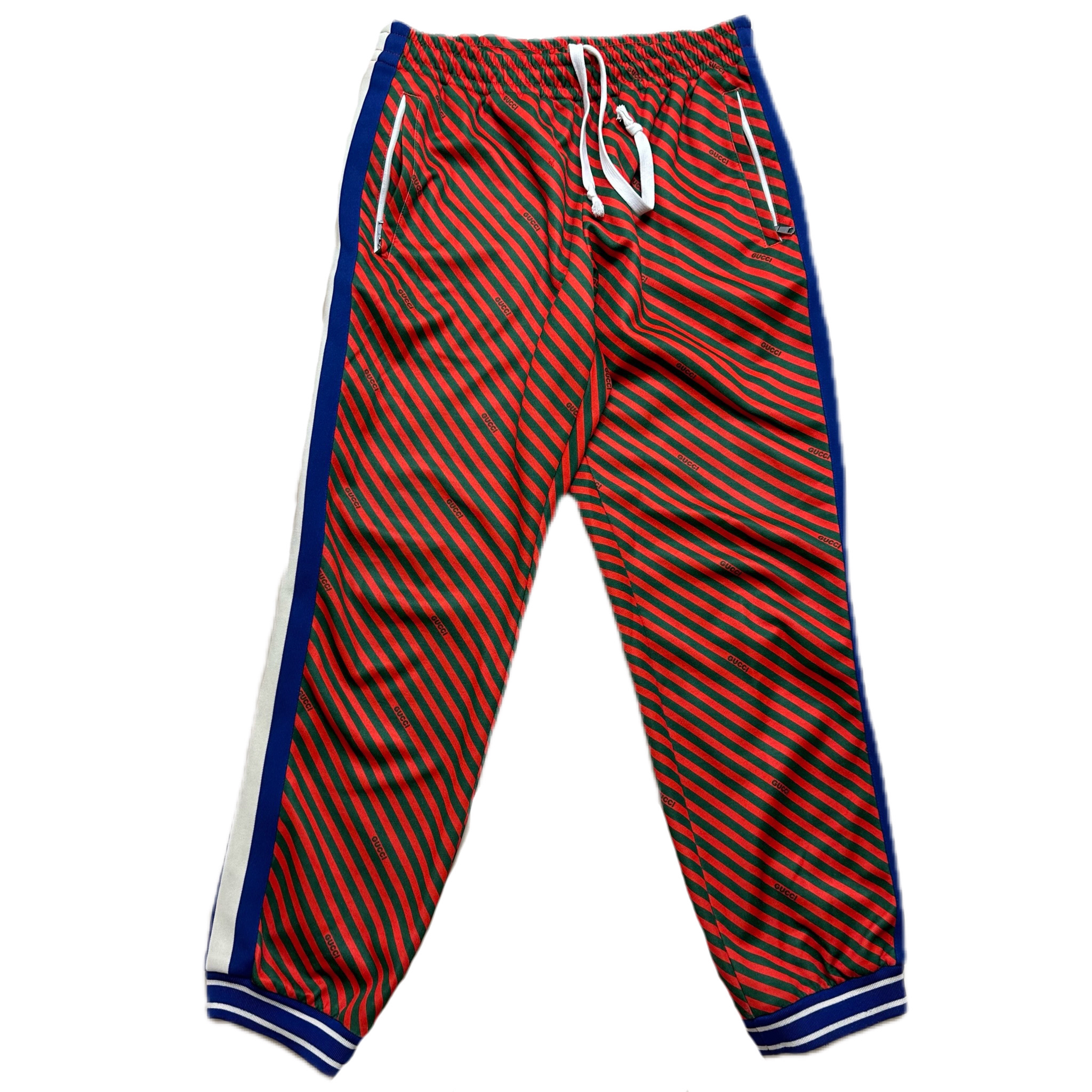 95新 GUCCI/古驰 gucci红绿条纹满印小logo秀款卫裤s码