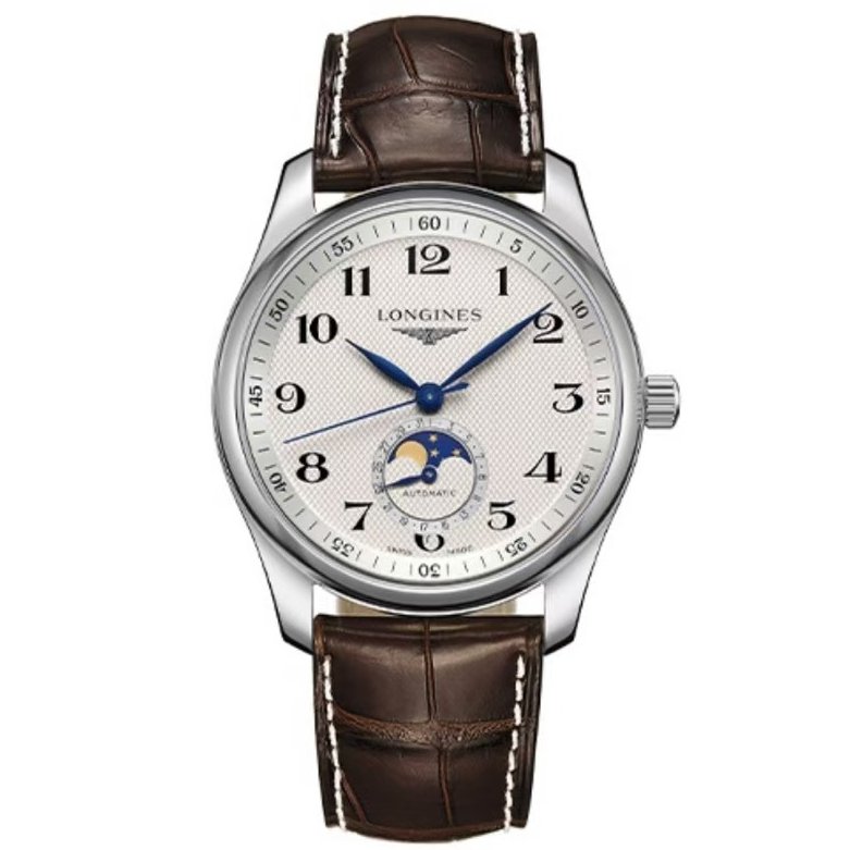99新 Longines/浪琴 未使用名匠四针月相机械男表皮带经典时尚