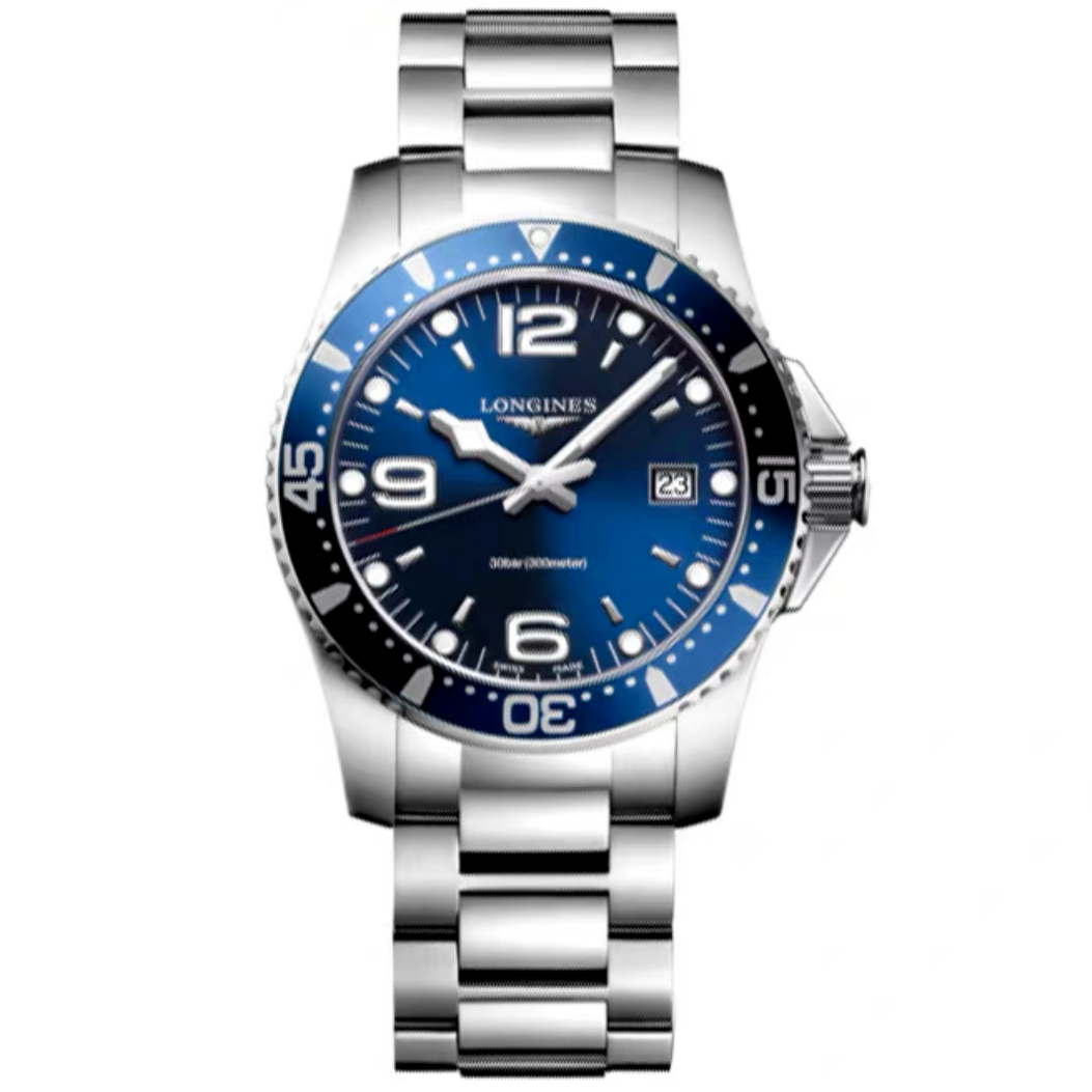 99新 Longines/浪琴 康卡斯系列金属圈机械男士手表44mm23年全套