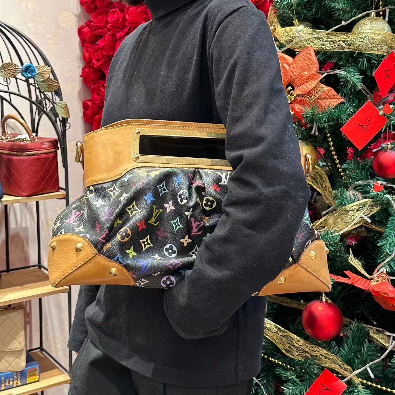 95新 LouisVuitton/路易威登 艾派尔/LV黑三彩手提包1072