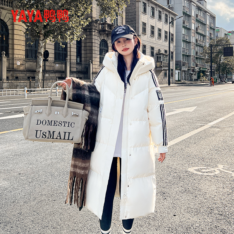 YAYA/鸭鸭韩版90绒加厚情侣款百搭休闲过膝长款羽绒服YE4B005063W