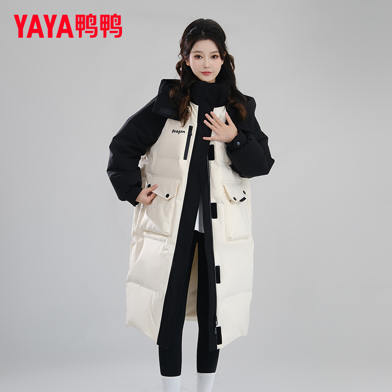 鸭鸭轻暖感90绒女士休闲宽松加厚保暖冬季长款羽绒服YE3B633832H