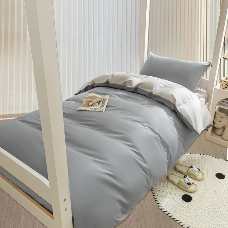 大学生宿舍家用入住全棉三件套简约纯色床单被套单人双人床