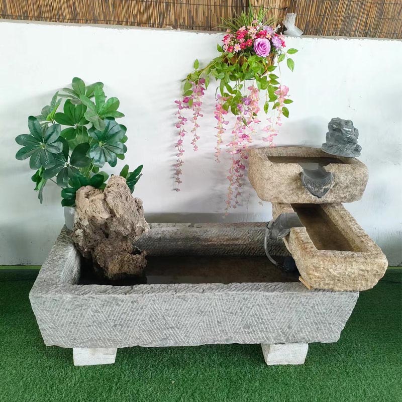 老旧牛石槽流水摆件养鱼池马猪槽室内外阳台庭院园林造景观