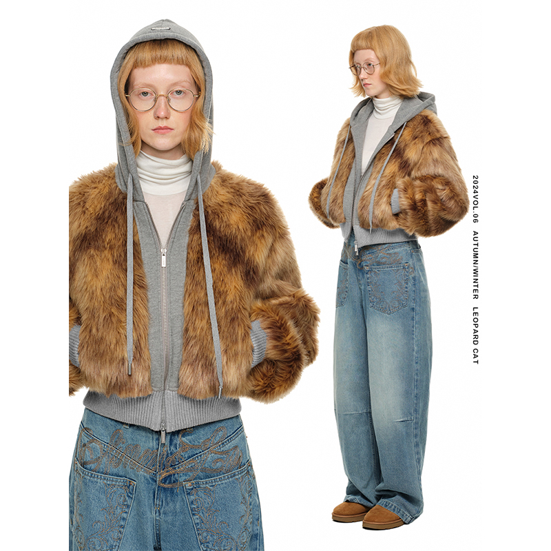 【24冬新Vol.2】1JINN STUDIO 卫衣拼接环保毛外套