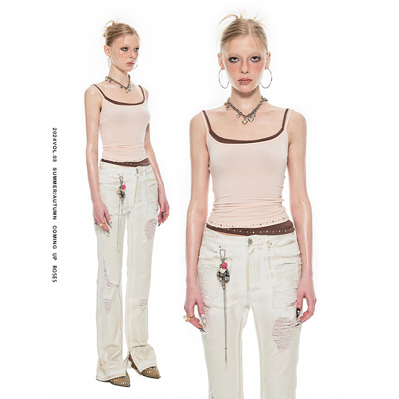 1JINN STUDIO 细肩带柳钉叠穿背心