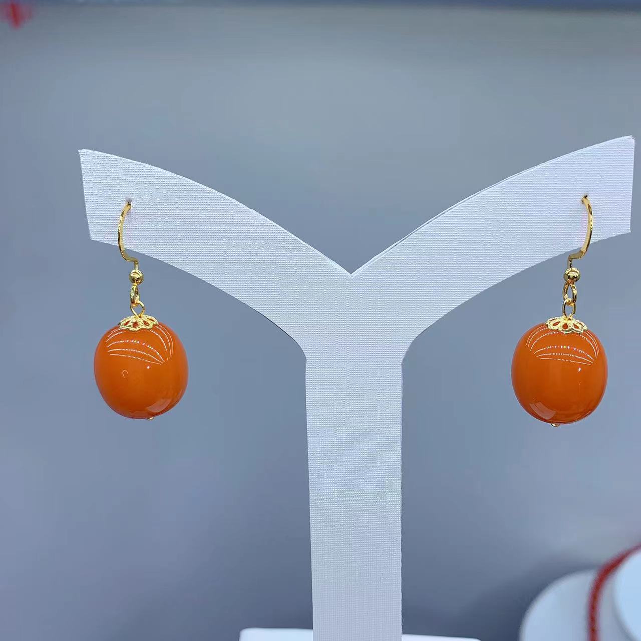 【锦钰专享】橘皮老蜡耳饰    