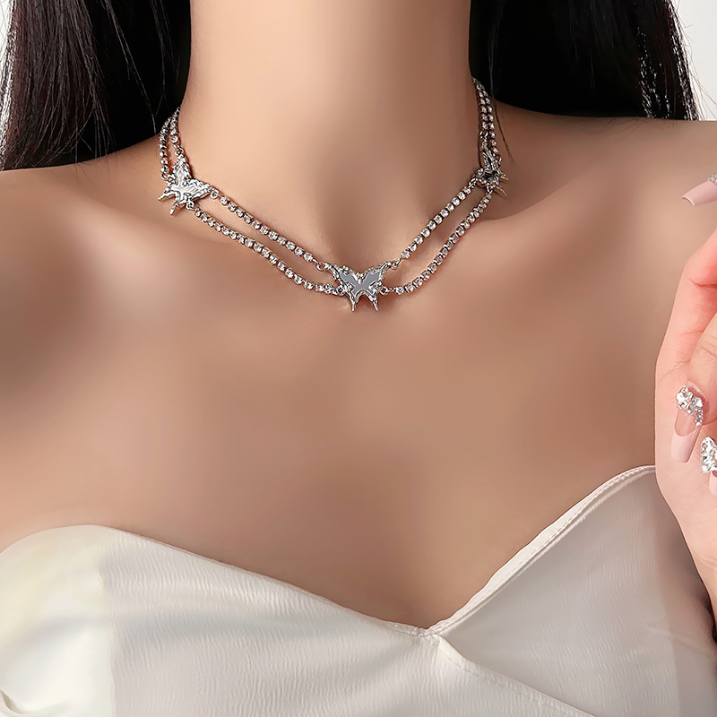 合金项链 X3039-1小众冷淡风蝴蝶项链女轻奢气质设计感颈链锁骨链