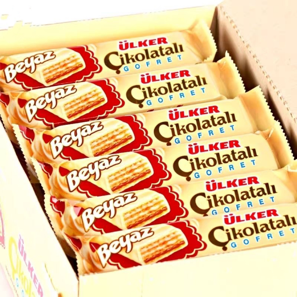 土耳其进口优客牌Cikolatali白巧克力巧克力味涂层威化休闲零食