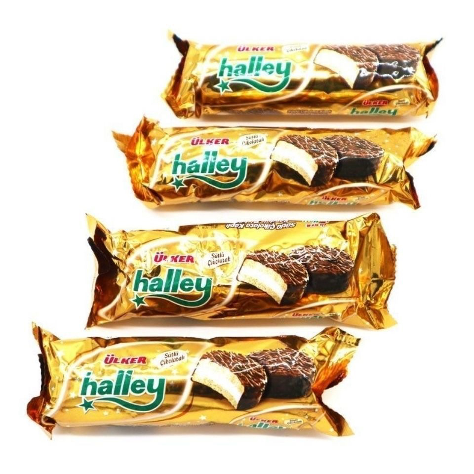 土耳其进口优客牌巧克力涂层棉花糖夹心饼干ulker Halley 66克