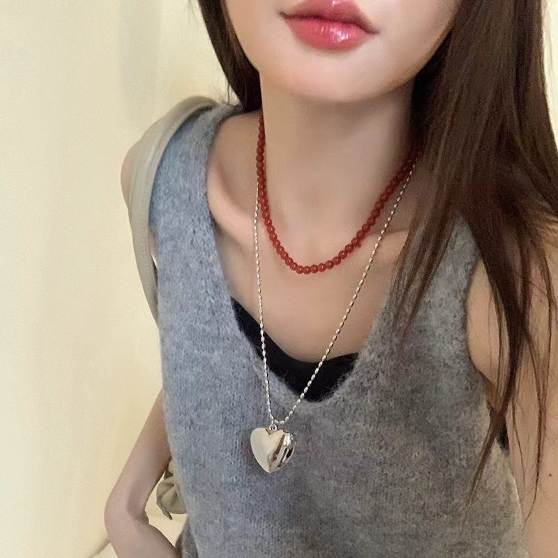 铜合金项链 单爱心➕红ZZ叠戴项链XL1743-k151