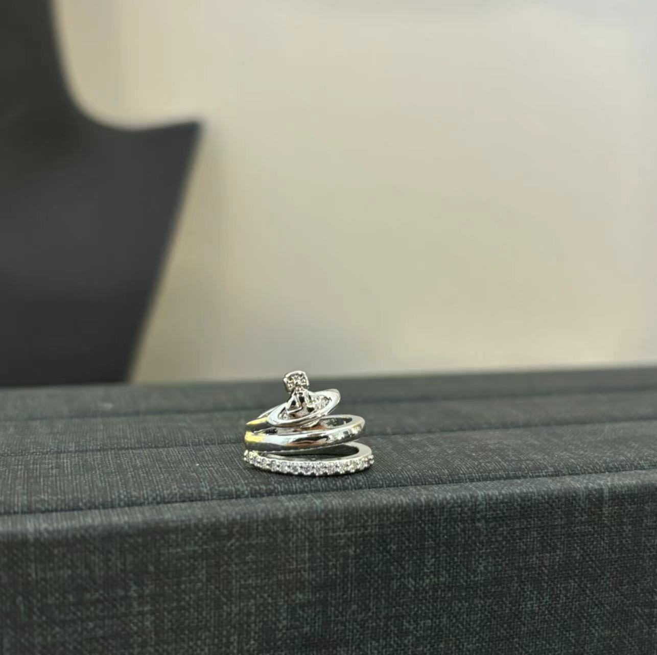 铜合金合成锆石耳饰 三层星球耳骨夹（一个）EJ949-k122