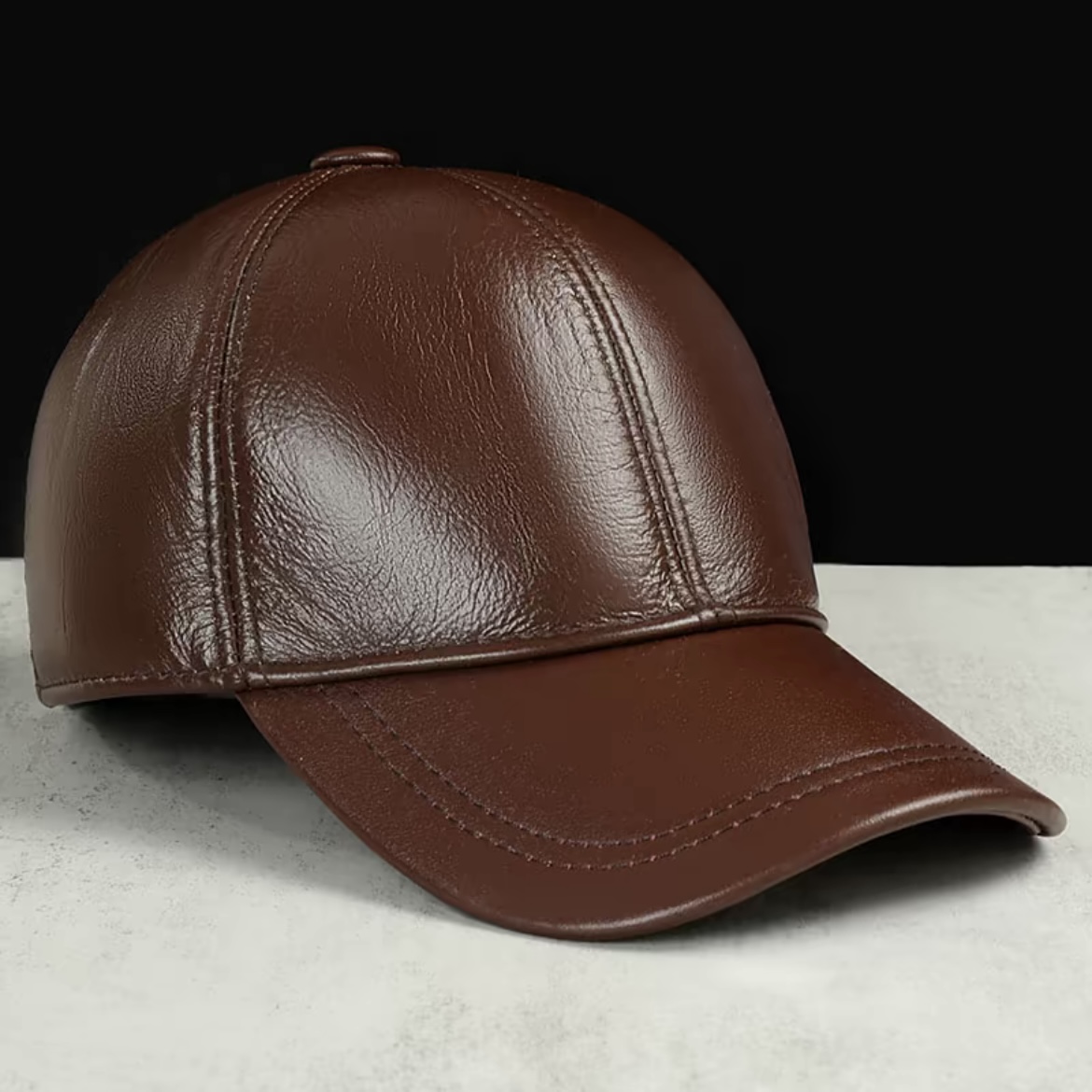 牛皮棒球帽真皮休闲男士帽户外潮流真皮老年休闲潮真皮帽子百搭