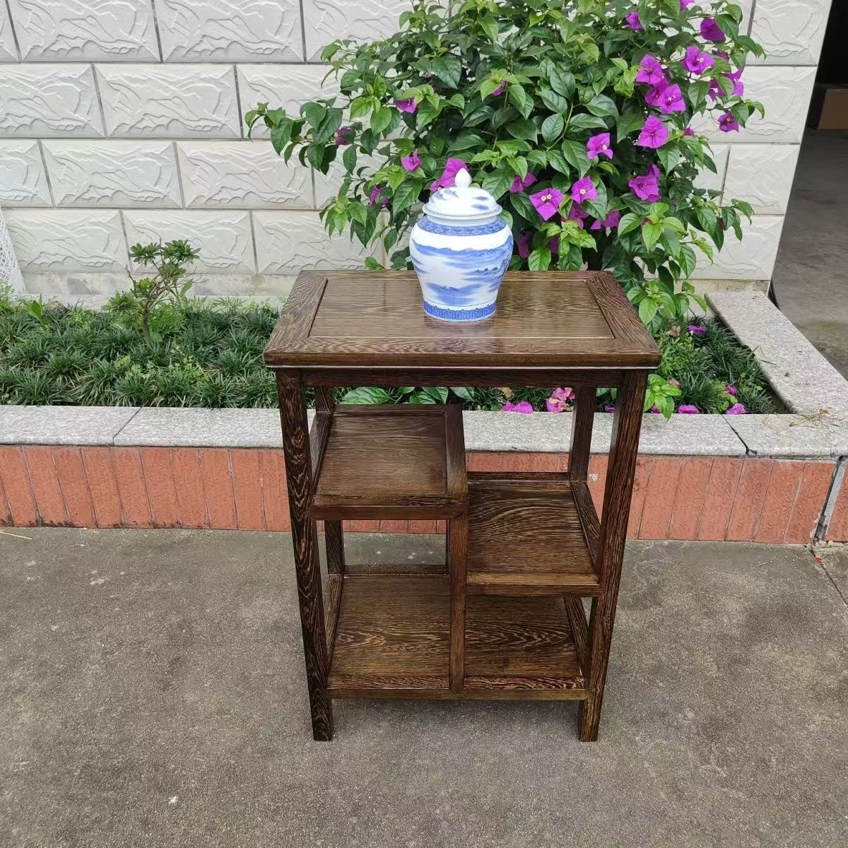 国标红木鸡翅木红木茶几多层角几边柜中式茶水客厅实木置物架花架