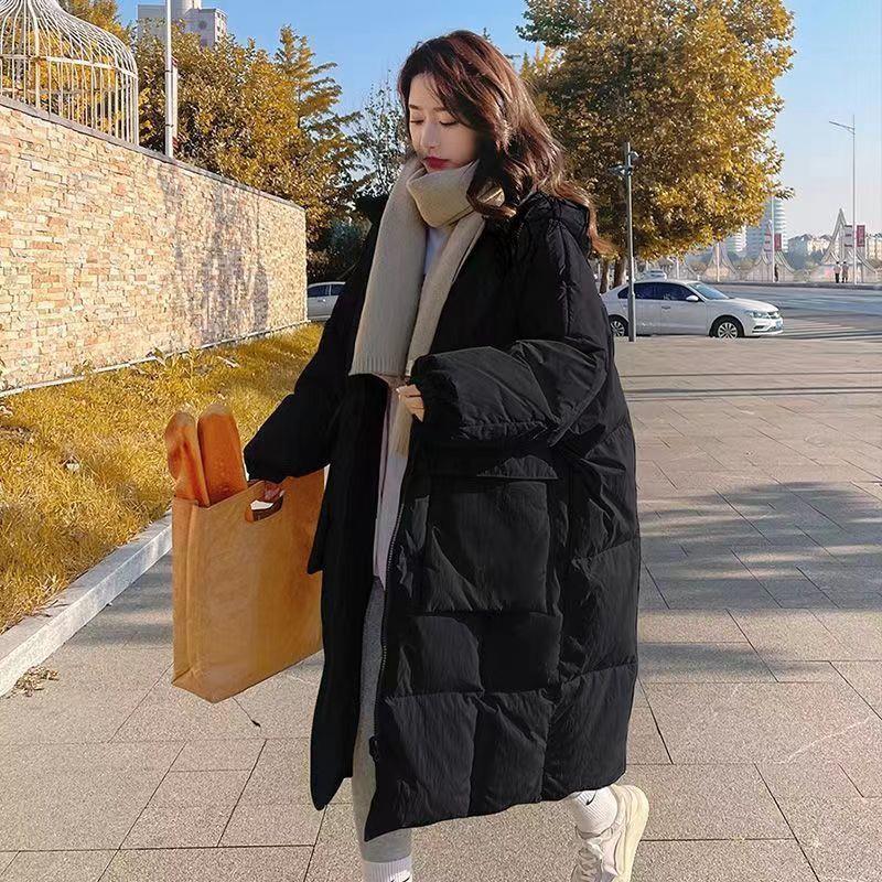 奶黄色羽绒羽绒服女长款过膝2023冬季新款加厚棉袄韩版宽面