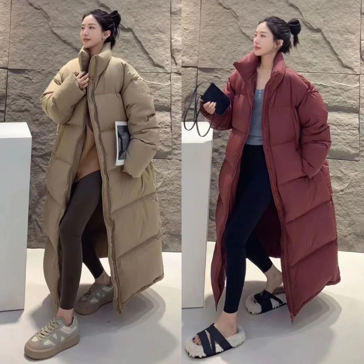 300斤特大码羽绒羽绒服女冬季新款韩版气质长款过膝加厚棉潮流
