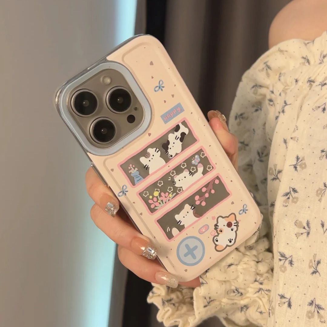 春日卡通猫咪适用苹果15手机壳iphone14新款13promax镜头12透明女
