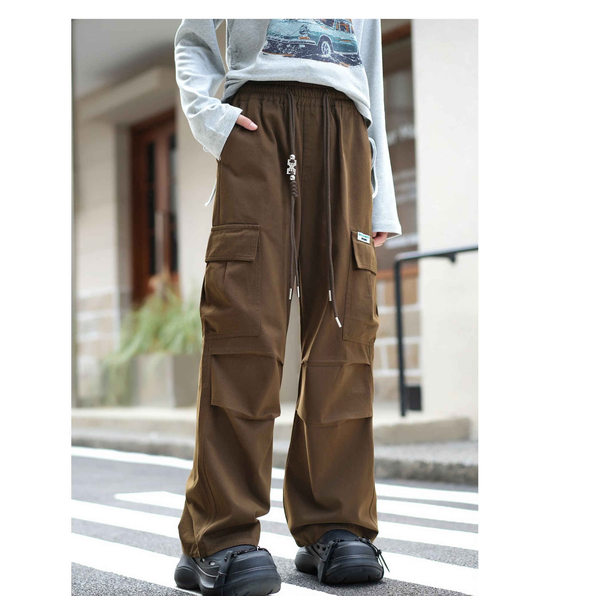 【春秋款】新款女大童青少年宽松春秋休闲洋气潮酷直筒工装裤1376