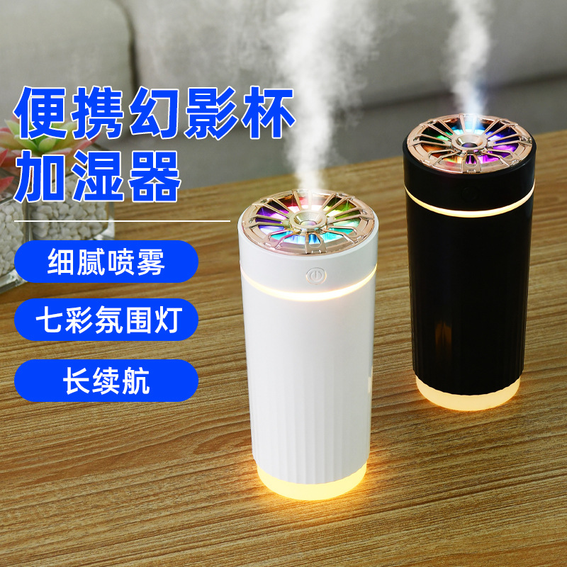新款小型便携喷雾车载加湿器静音大雾量家用usb七彩灯空气