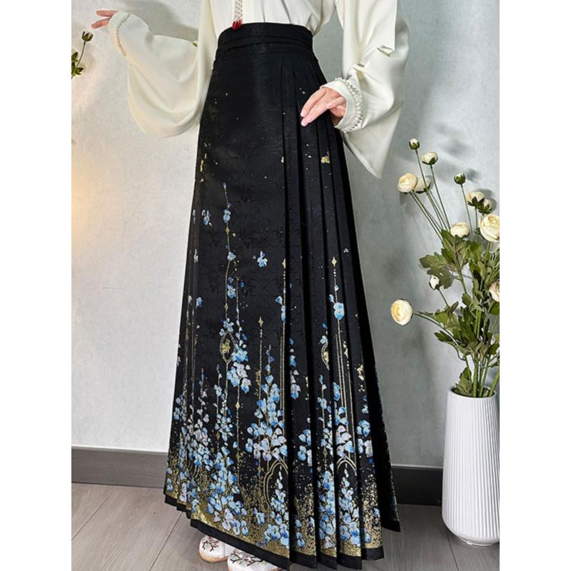 2024年秋冬新款文艺复古显瘦改良汉服汉元素百搭中国风明制马面裙