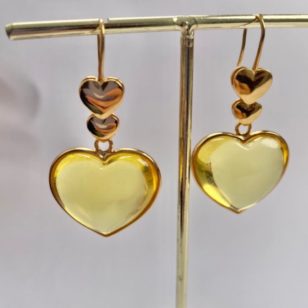 【宝宜臻品】银镶天然金珀大耳环（大号）