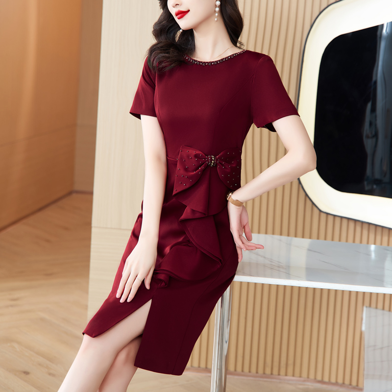 高端喜婆婆婚宴装晚礼服裙小个子年轻女方妈妈婚礼服高贵洋气显瘦