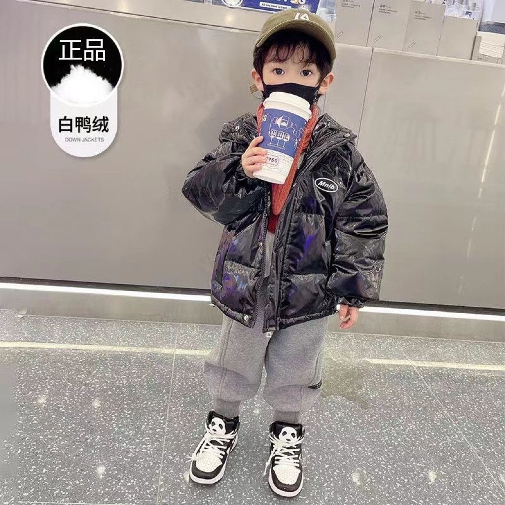 巴菈菈白鸭绒儿童羽绒服加厚女男童宝宝秋冬装小中大童连帽外套EY